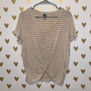 Alya twist front stripe tee